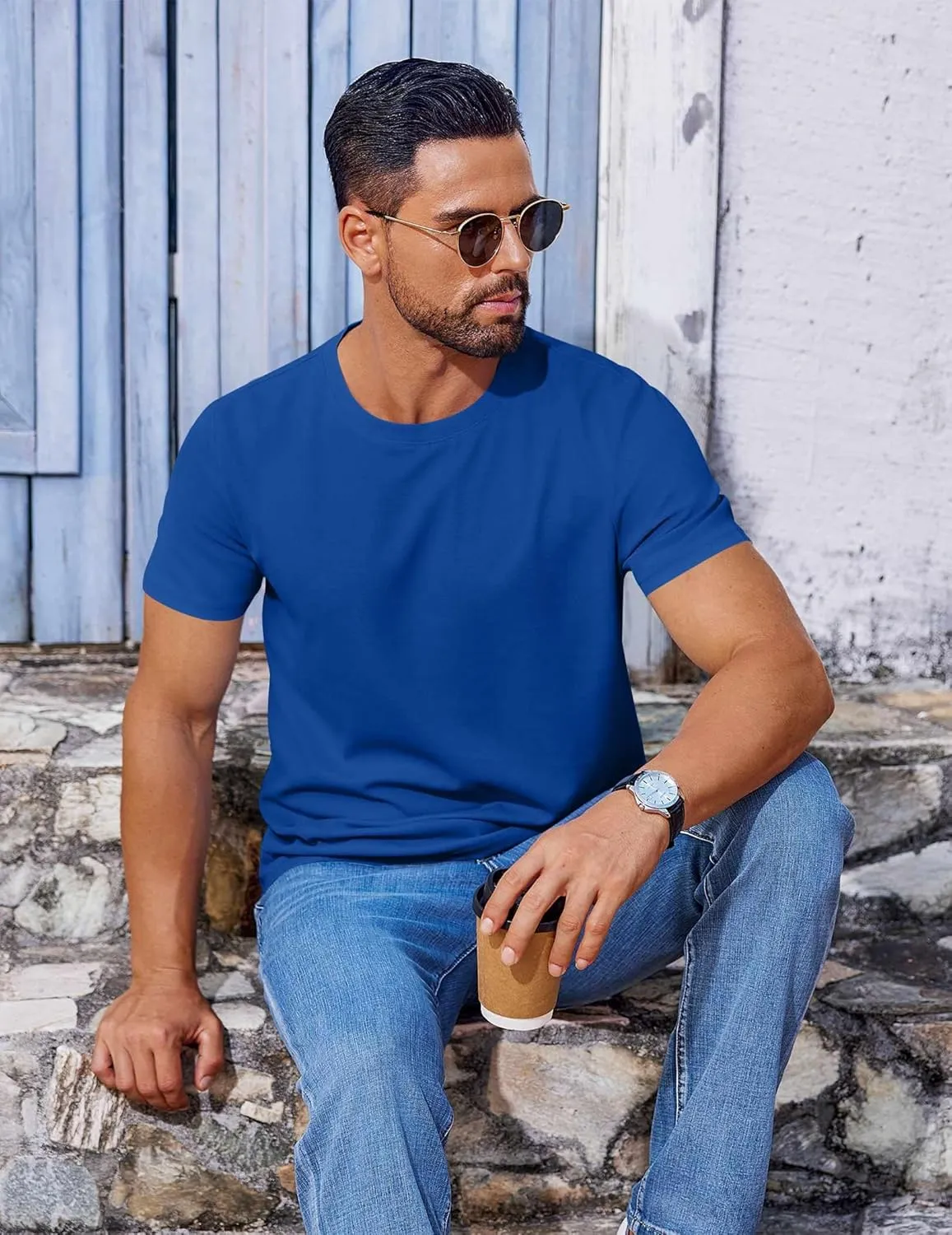 COOFANDY Men's T Shirt Short Sleeve Crew Neck T-Shirt Casual Summer Classic Basic Tee Shirts
