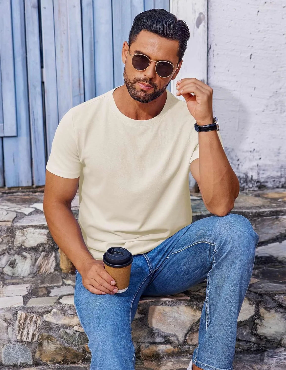 COOFANDY Men's T Shirt Short Sleeve Crew Neck T-Shirt Casual Summer Classic Basic Tee Shirts