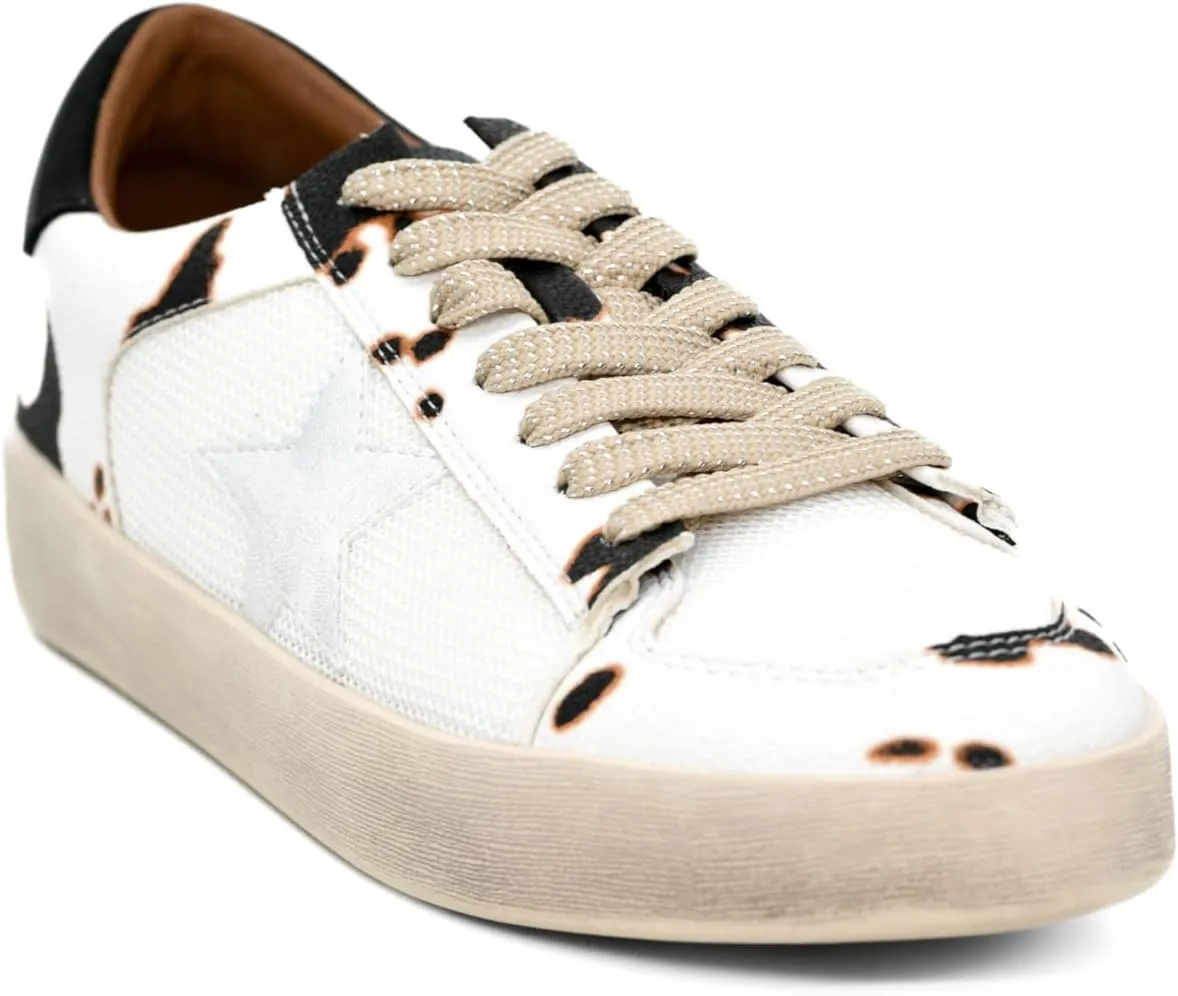 Corkys Footwear Hey Girl Womens Another Round Fashion Sneakers - Featuring a Star Patch and Studs On The Side, Lace-up Detail, and A Cushioned Footbed for All-Day Wear