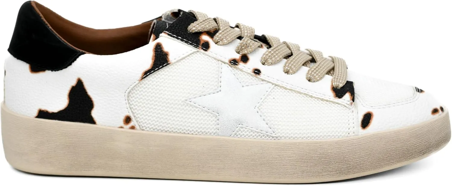 Corkys Footwear Hey Girl Womens Another Round Fashion Sneakers - Featuring a Star Patch and Studs On The Side, Lace-up Detail, and A Cushioned Footbed for All-Day Wear