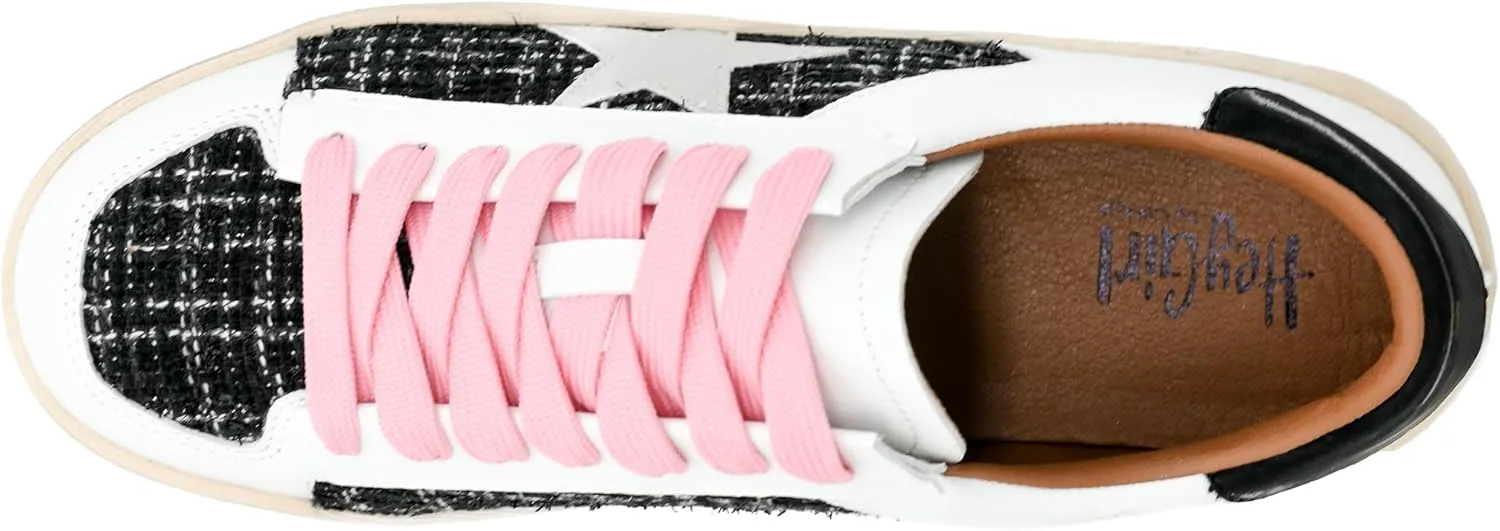 Corkys Footwear Hey Girl Womens Another Round Fashion Sneakers - Featuring a Star Patch and Studs On The Side, Lace-up Detail, and A Cushioned Footbed for All-Day Wear