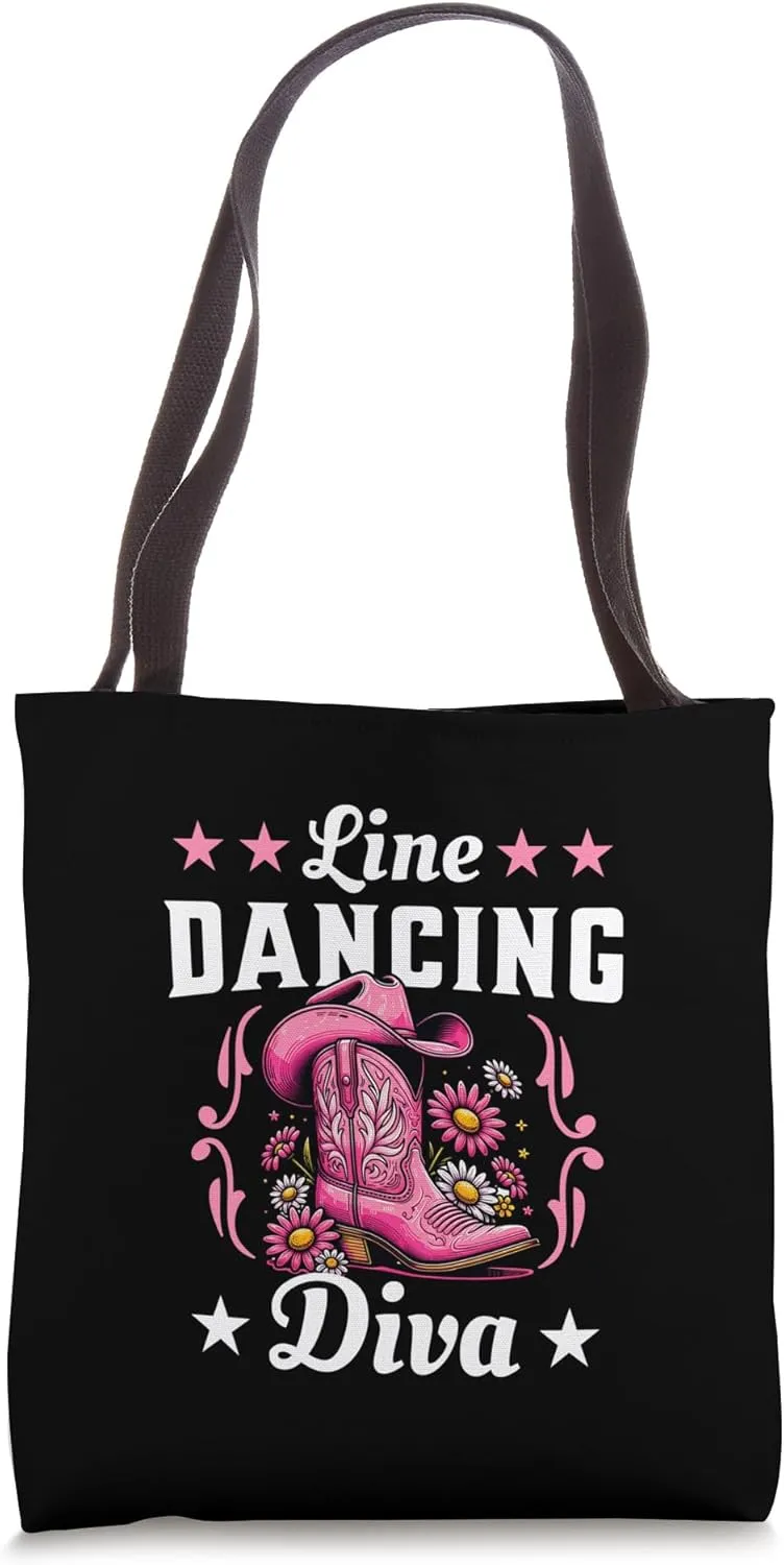 Country Western Rodeo Cowgirl Boots Line Dancing Diva Tote Bag