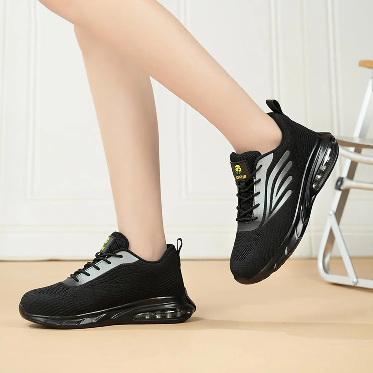 Couple Men's Shoes Women's Steel Toe Cap Lightweight Non Slip Sneaker Wedges Shoes for Women Wide