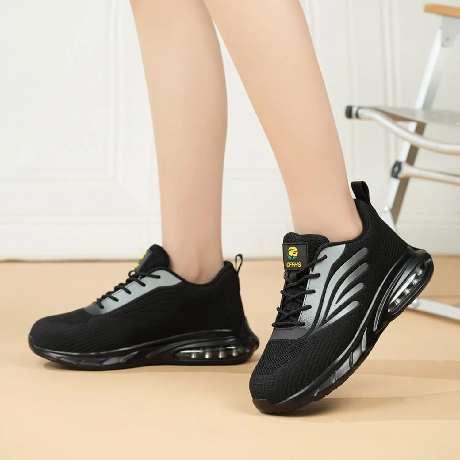 Couple Men's Shoes Women's Steel Toe Cap Lightweight Non Slip Sneaker Wedges Shoes for Women Wide