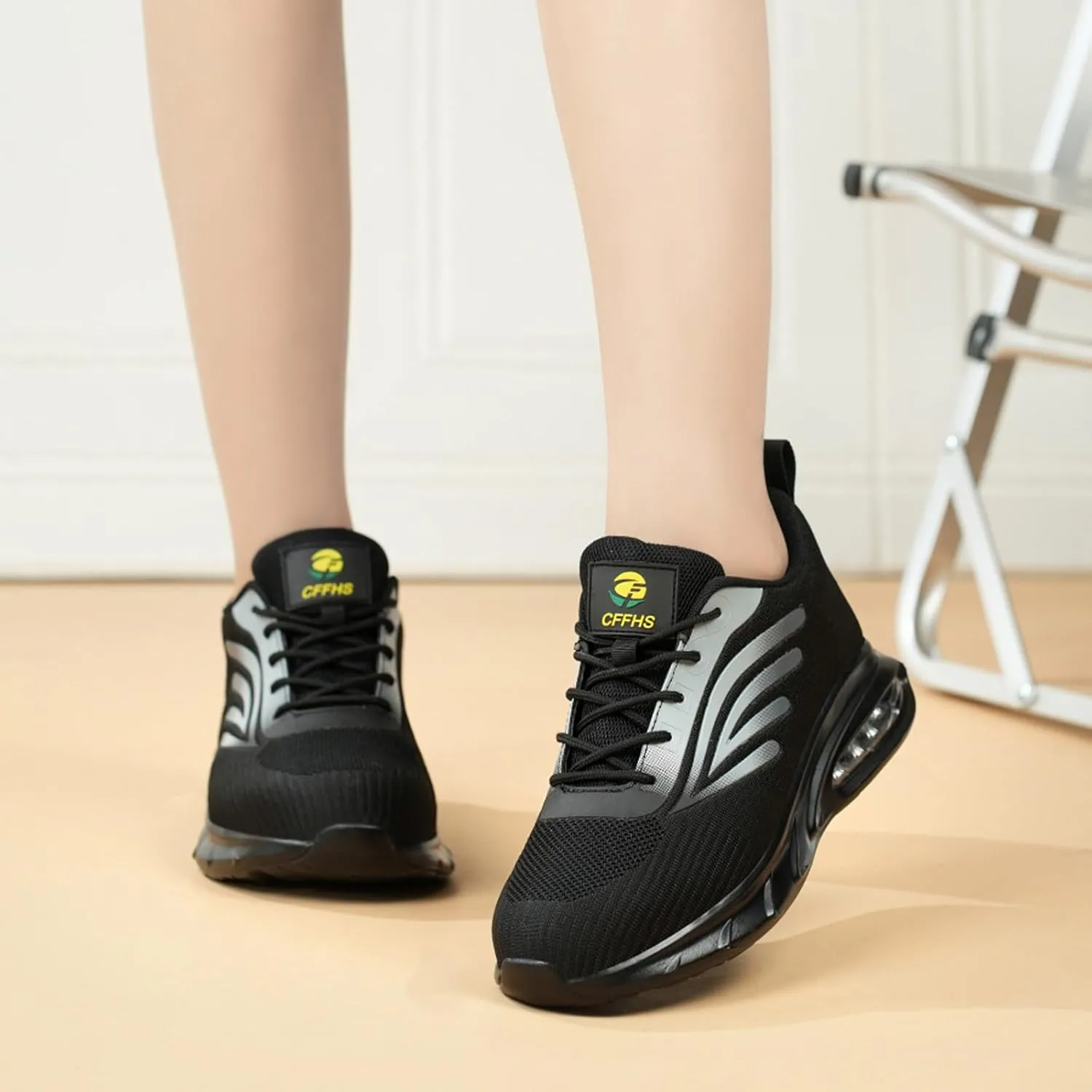 Couple Men's Shoes Women's Steel Toe Cap Lightweight Non Slip Sneaker Wedges Shoes for Women Wide