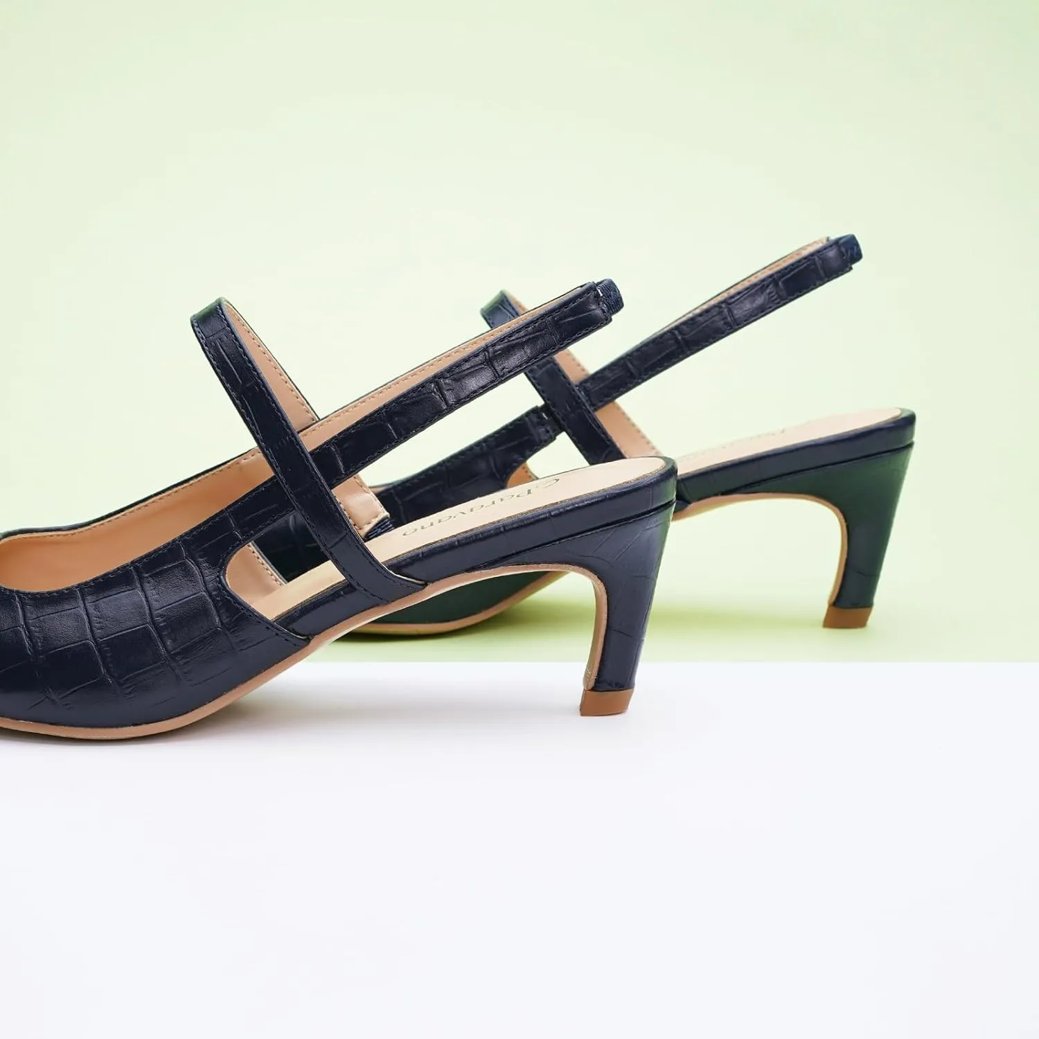 C.Paravano Women's Slingback Flats & Heels - Pointed Toe, Ankle Strap, Comfortable Leather Dress Shoes