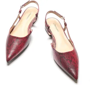 C.Paravano Women's Slingback Flats Snakeskin Print Pointed Toe Slingback Flats for Women Slingback Sandals Adjustable Ankle Strap Shoes