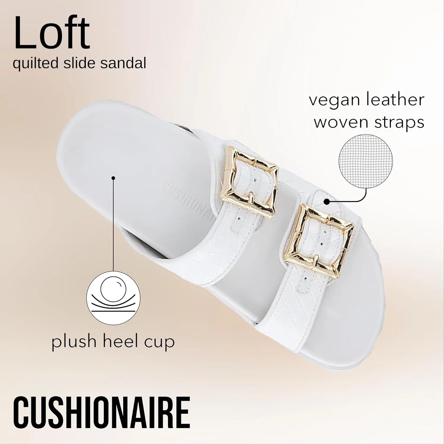 CUSHIONAIRE Loft Women's Quilted Slide Sandal With Cushioned Footbed and Adjustable Buckles