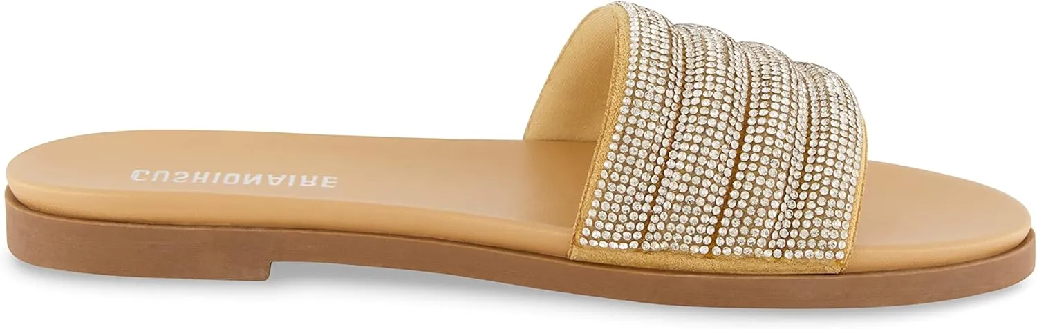 CUSHIONAIRE Women's Millie rhinestone slide sandal