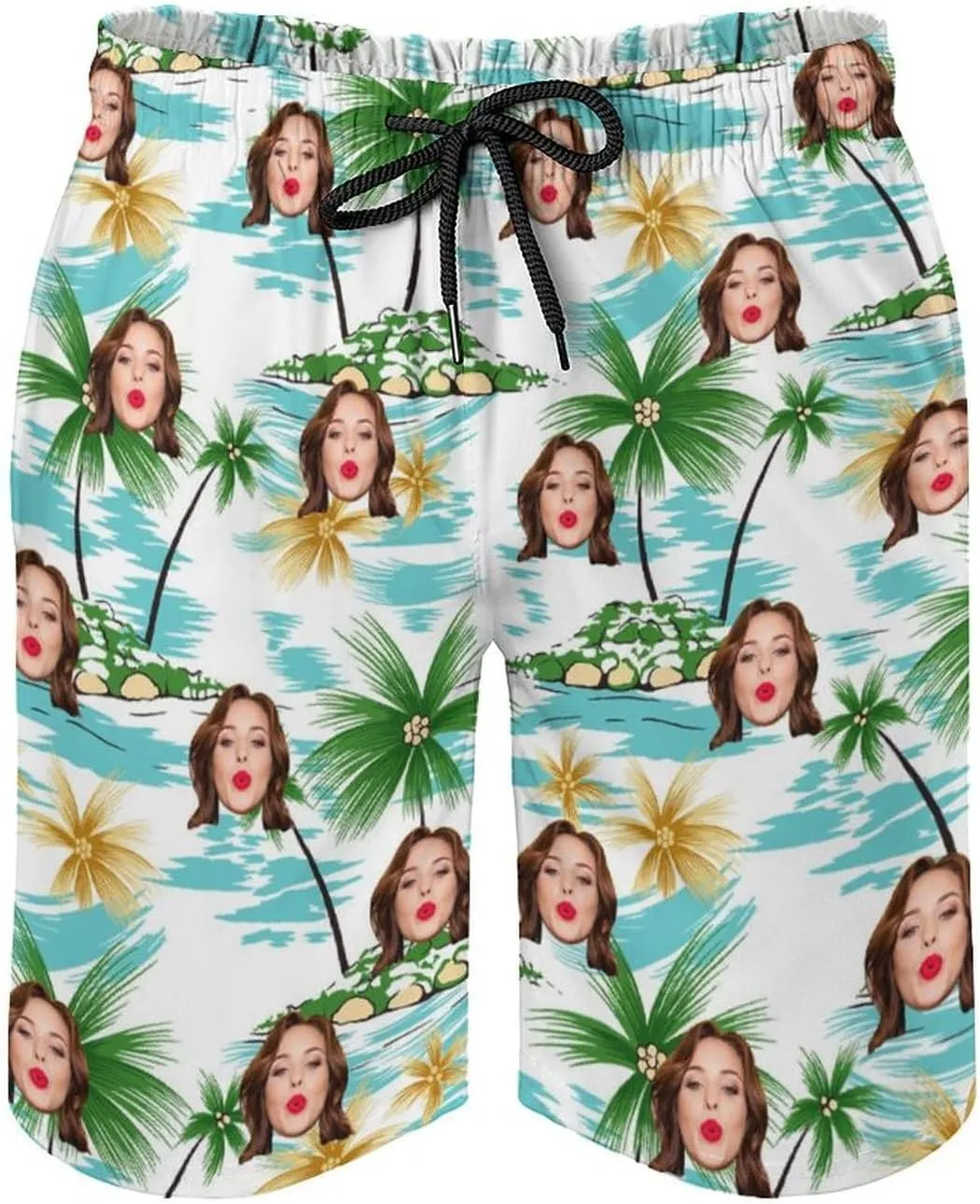 Custom Face Couple Matching Swimwear Personalized Bikini Set Swim Shorts High Waisted Bikini Swimsuit Bathing Suit for Gift