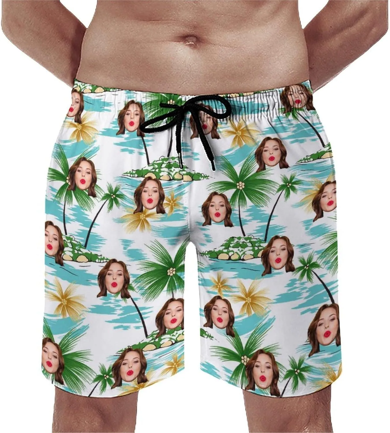 Custom Face Couple Matching Swimwear Personalized Bikini Set Swim Shorts High Waisted Bikini Swimsuit Bathing Suit for Gift