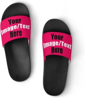 Custom Slides Sandals Personalized Add Your Name Photo Design Sandals Fashion Beach Sandals Comfort Bathroom Shower Shoes Non Slip Indoor Outdoor Water Sandals for Women Men