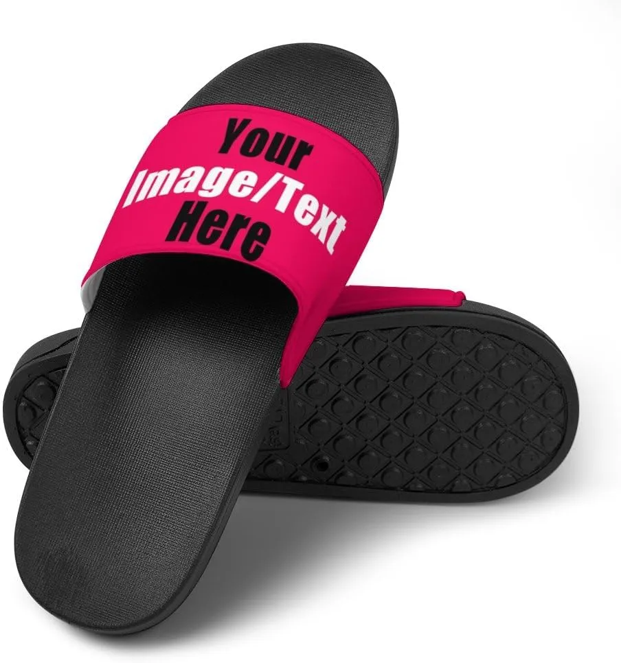 Custom Slides Sandals Personalized Add Your Name Photo Design Sandals Fashion Beach Sandals Comfort Bathroom Shower Shoes Non Slip Indoor Outdoor Water Sandals for Women Men