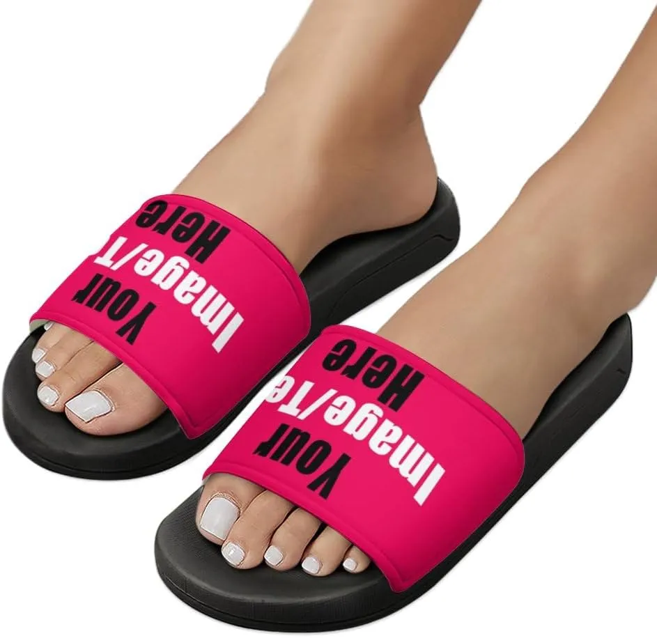 Custom Slides Sandals Personalized Add Your Name Photo Design Sandals Fashion Beach Sandals Comfort Bathroom Shower Shoes Non Slip Indoor Outdoor Water Sandals for Women Men