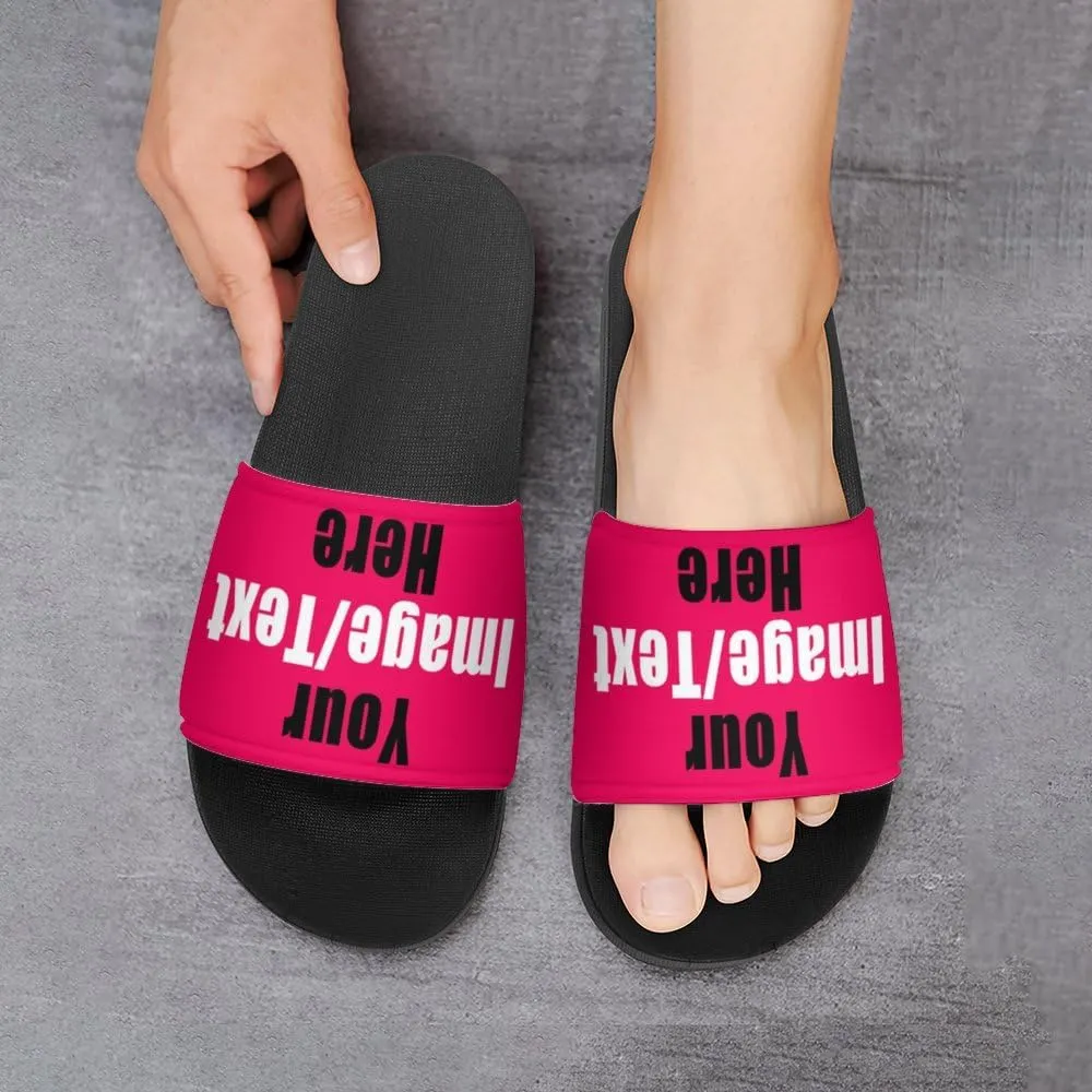Custom Slides Sandals Personalized Add Your Name Photo Design Sandals Fashion Beach Sandals Comfort Bathroom Shower Shoes Non Slip Indoor Outdoor Water Sandals for Women Men