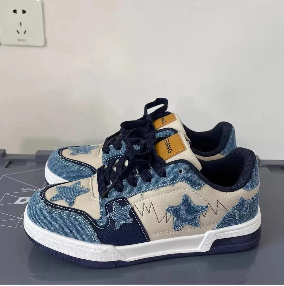 Cute Kawaii Star Shoes Chunky Platform Non Slip Lightweight Kawaii Y2K Pretty Pastel Retro Trendy Training Sneakers for Women Girls Streetwear Skateboarding Casual Everyday Outfits