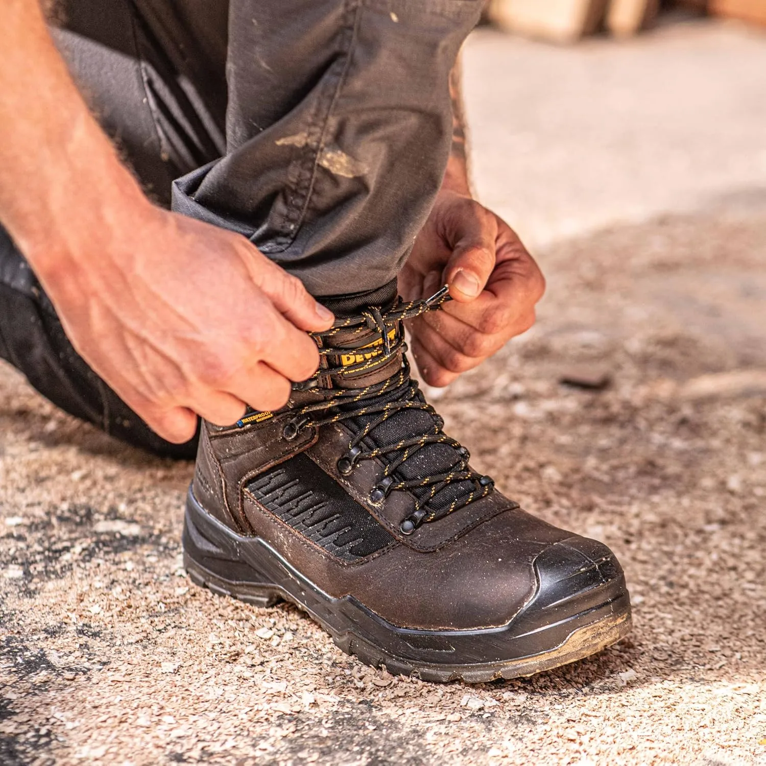 DEWALT Reynolds Men's Waterproof, Leather, Steel Toe, Safety Work Boot