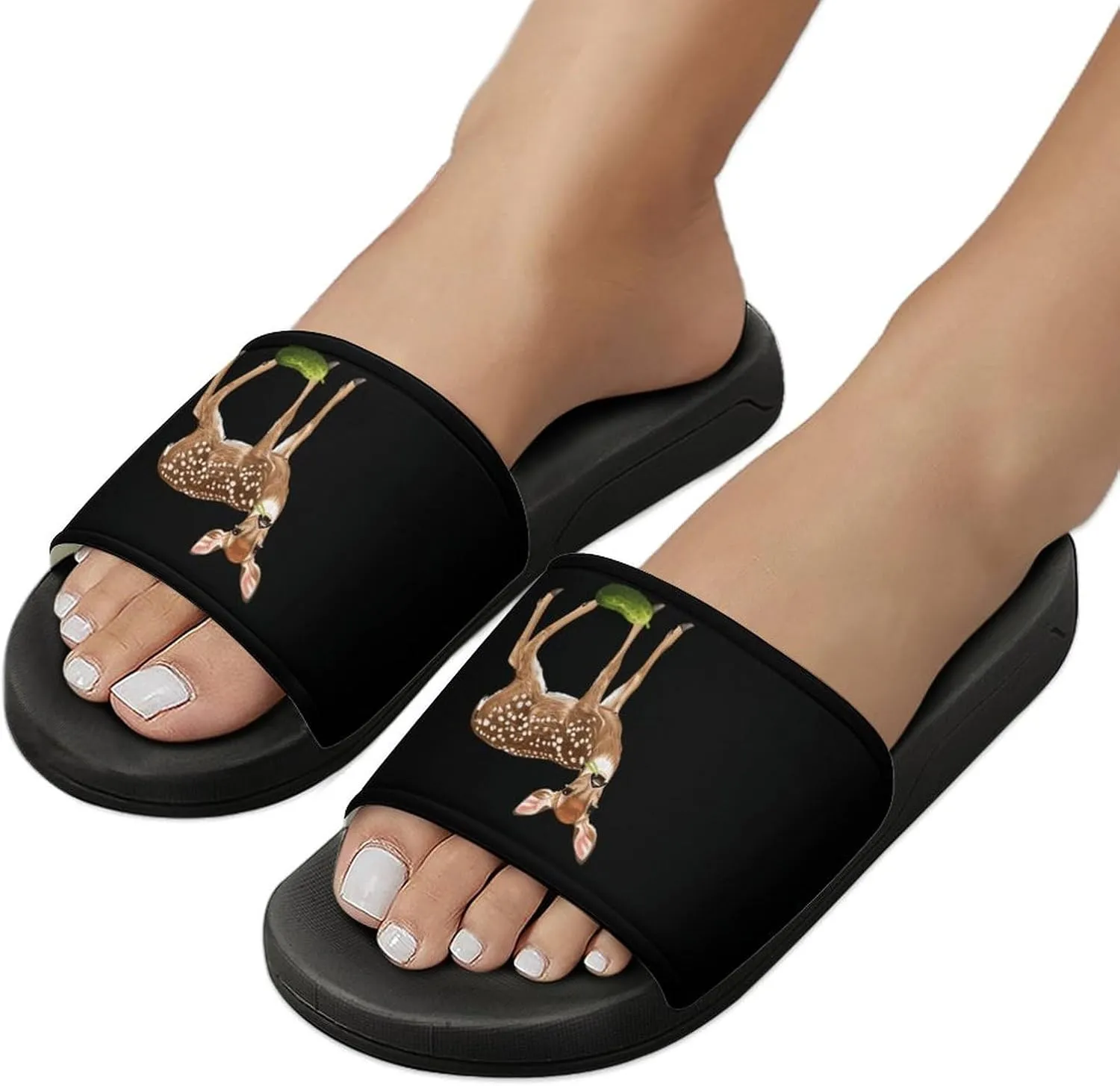 Dill Doe Nature Deer Redneck Pickle Home Slippers Non-Slip Open Toe PVC Shower Slippers Sandals for Men Women