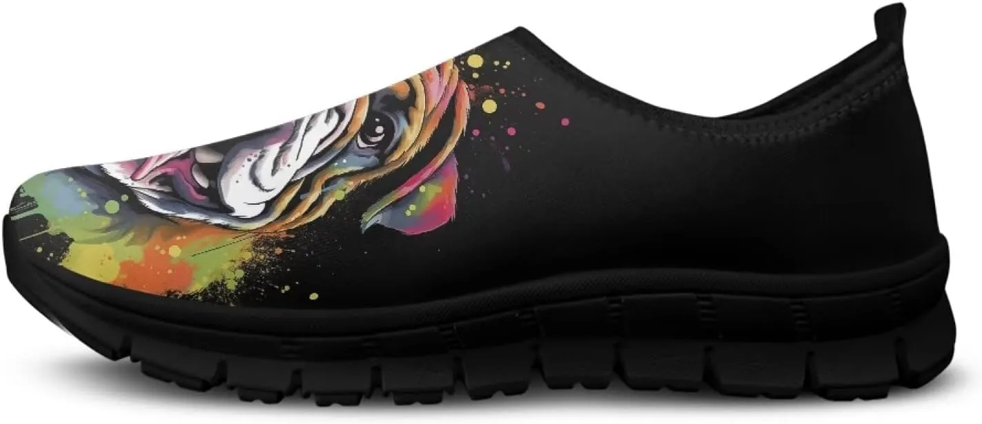 Dog Print Slip on Loafers for Women Anti-Skid Running Sneakers No Laces Breathable Sport Shoes