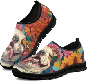 Dog Print Slip on Loafers for Women Anti-Skid Running Sneakers No Laces Breathable Sport Shoes