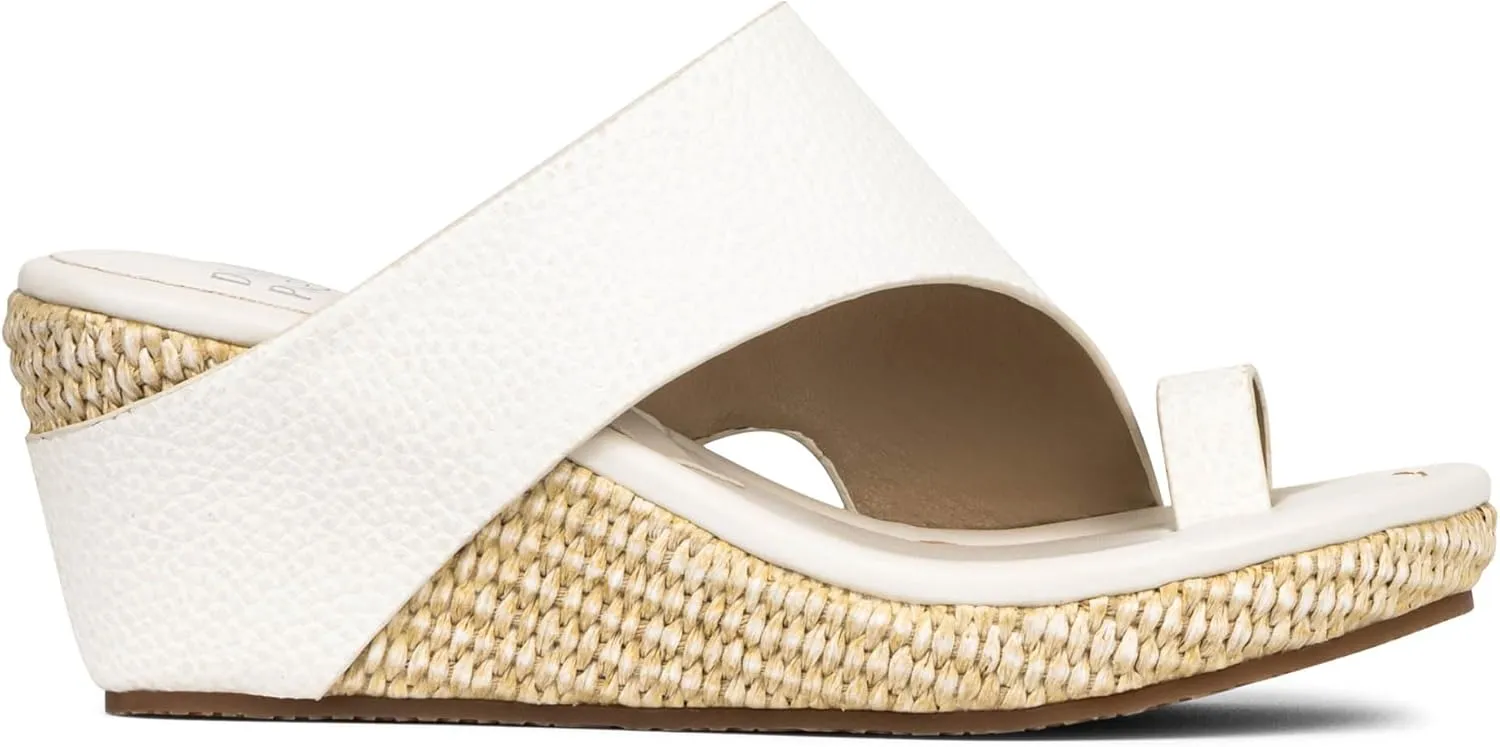 Donald J Pliner Women's Gyer Sandal – Distressed Metallic Leather Upper Wedge