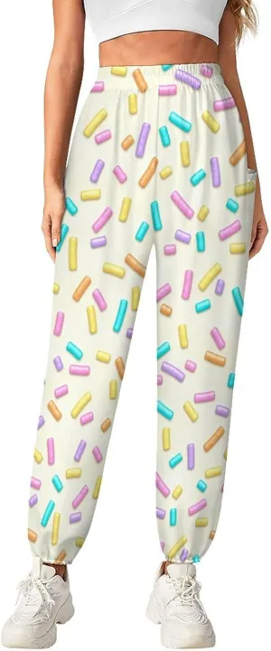 Dount Print Yoga Bloomers Womens Hippie Harem Pant Elephant Pants Elastic Gym Joggers Loose Casual Slacks Sweatpants