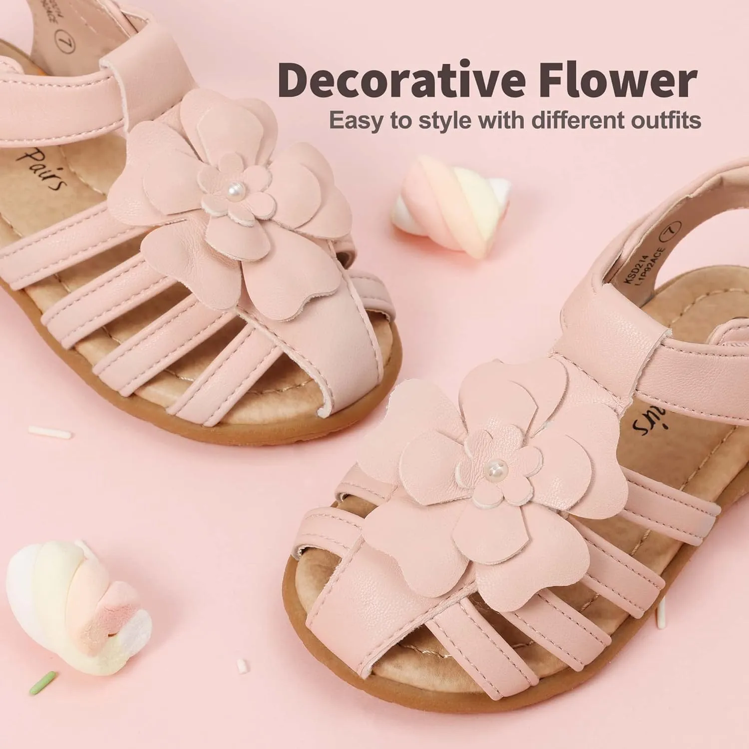 DREAM PAIRS Girls Toddler/Little Kid Closed-Toe Flower Summer Dress Sandals Shoes