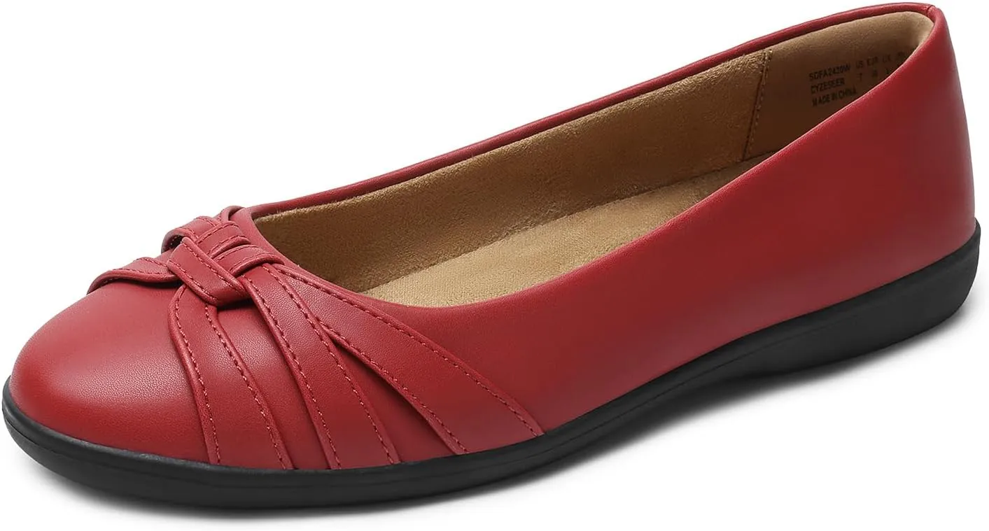 DREAM PAIRS Women’s Ballet Flats, Comfortable Round Toe Slip on Dressy Work Office Shoes with Arch Support