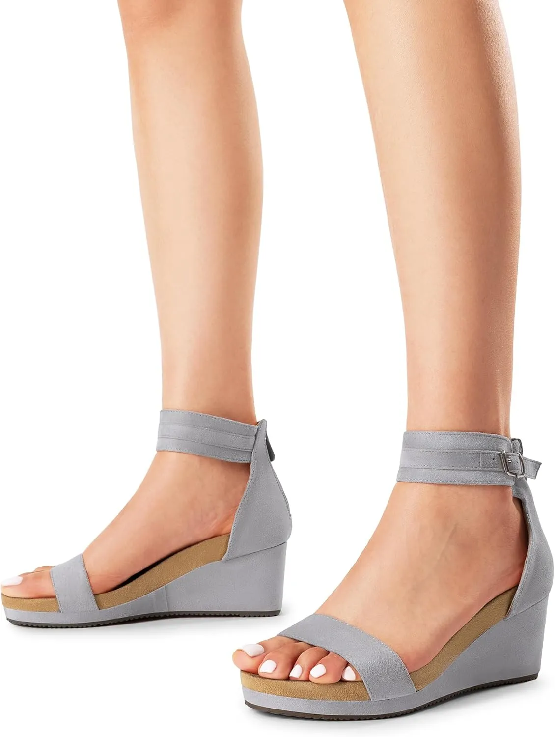 DREAM PAIRS Women's Open Toe Buckle Ankle Strap Platform Wedge Sandals Summer Shoes.