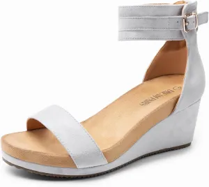 DREAM PAIRS Women's Open Toe Buckle Ankle Strap Platform Wedge Sandals Summer Shoes.