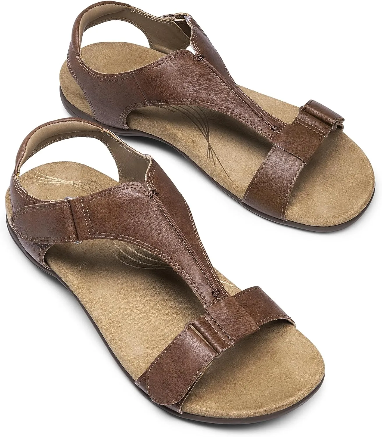 DREAM PAIRS Womens Sandals Arch Support T-Strap Orthopedic Flat Sandals Comfortable Summer Shoes