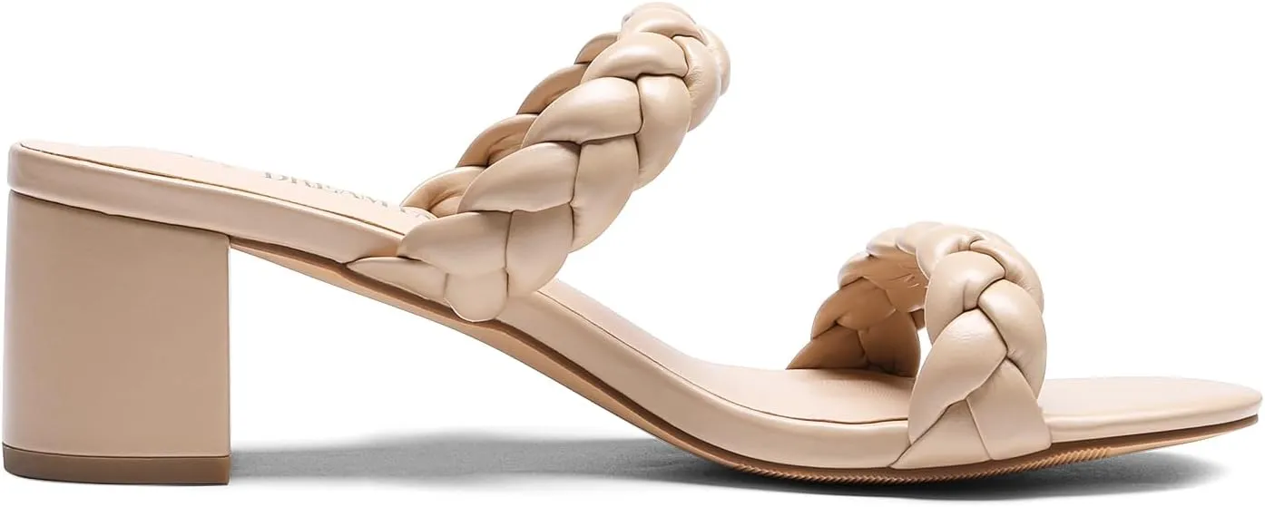 DREAM PAIRS Women's Two Braided Strap Low Heels for Women Open Toe Block Chunky Heels Sandals Holiday Party Wedding Dress Pumps Shoes