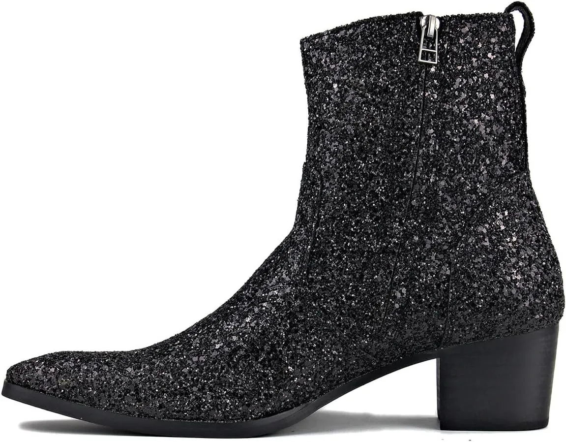 Dress Boot for Men Glitter Chelsea Designer Boots Casual shoes Side Zipper Ankle Boots
