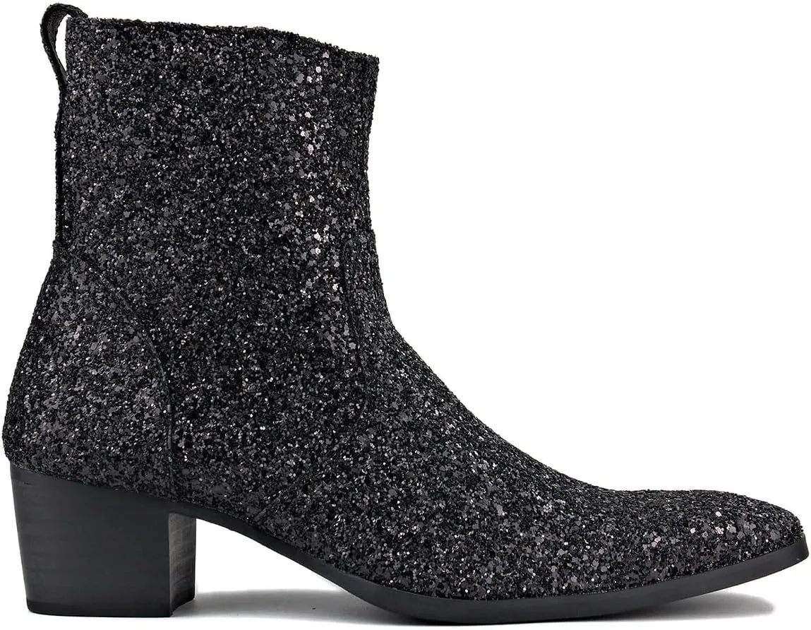 Dress Boot for Men Glitter Chelsea Designer Boots Casual shoes Side Zipper Ankle Boots