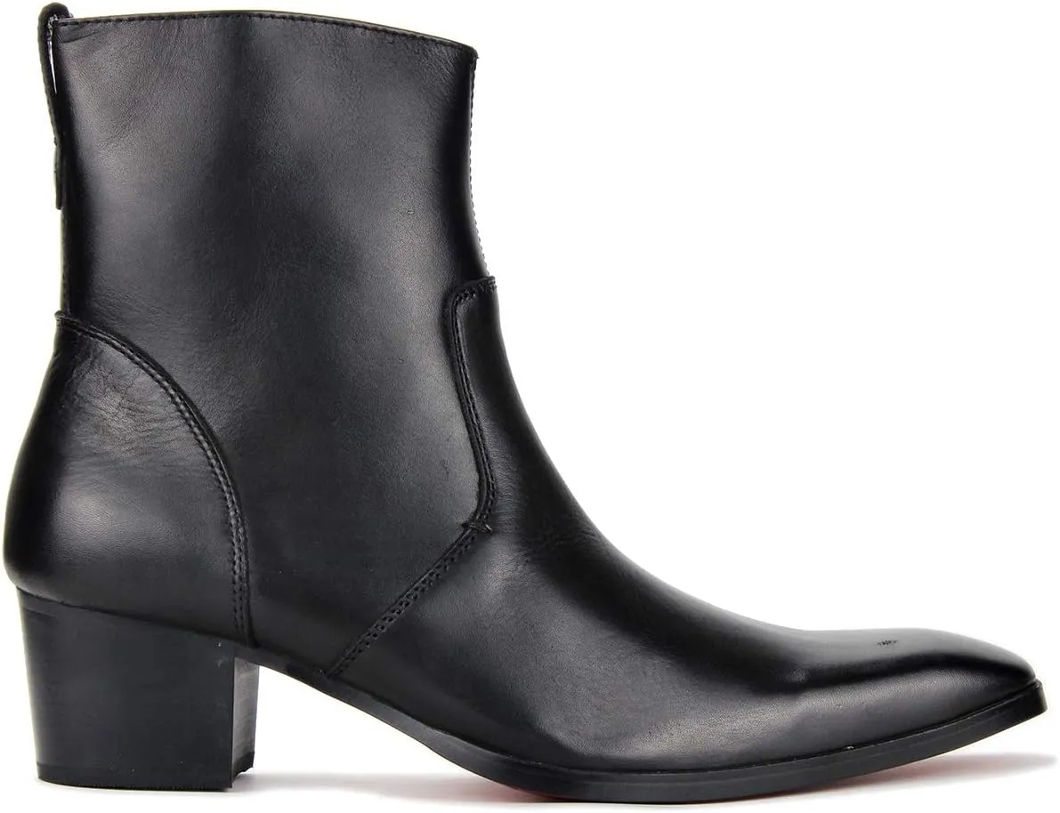 Dress Boot for Men Heels Casual Chelsea Combat Ankle Chukka Boots Zipper Black JY002