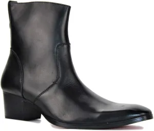 Dress Boot for Men Heels Casual Chelsea Combat Ankle Chukka Boots Zipper Black JY002