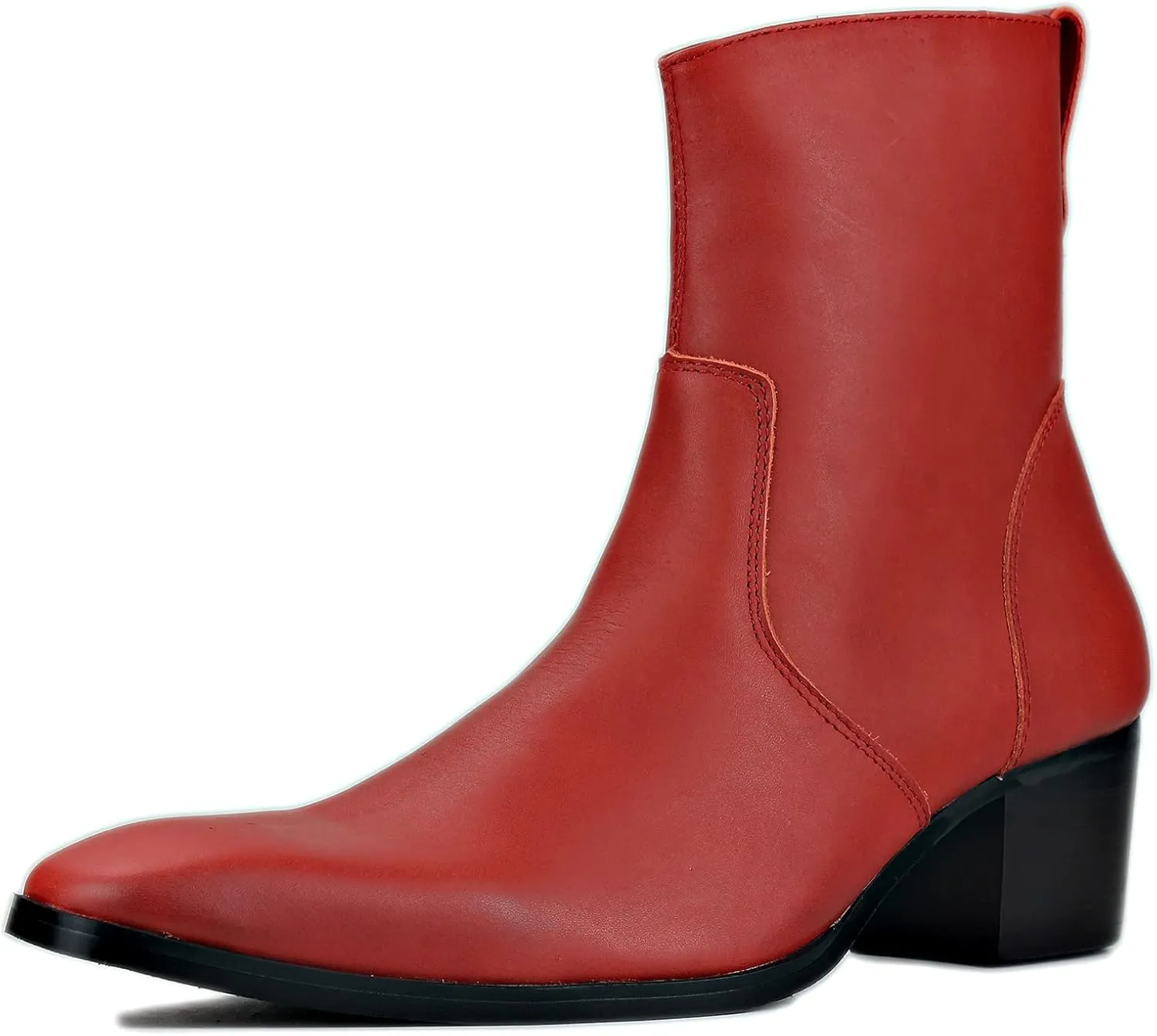 Dress Boot for Men Heels Casual Chelsea Combat Ankle Chukka Boots Zipper Black JY002
