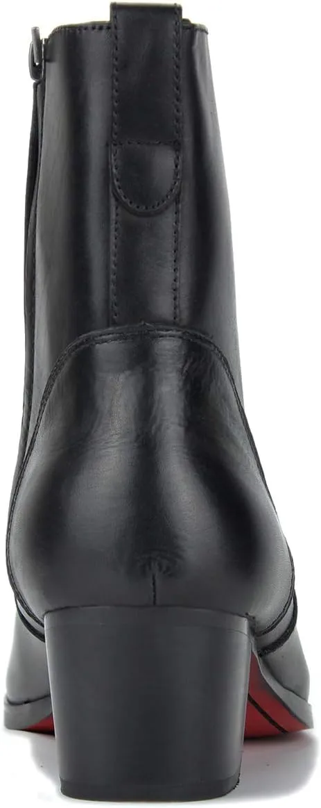 Dress Boot for Men Heels Casual Chelsea Combat Ankle Chukka Boots Zipper Black JY002