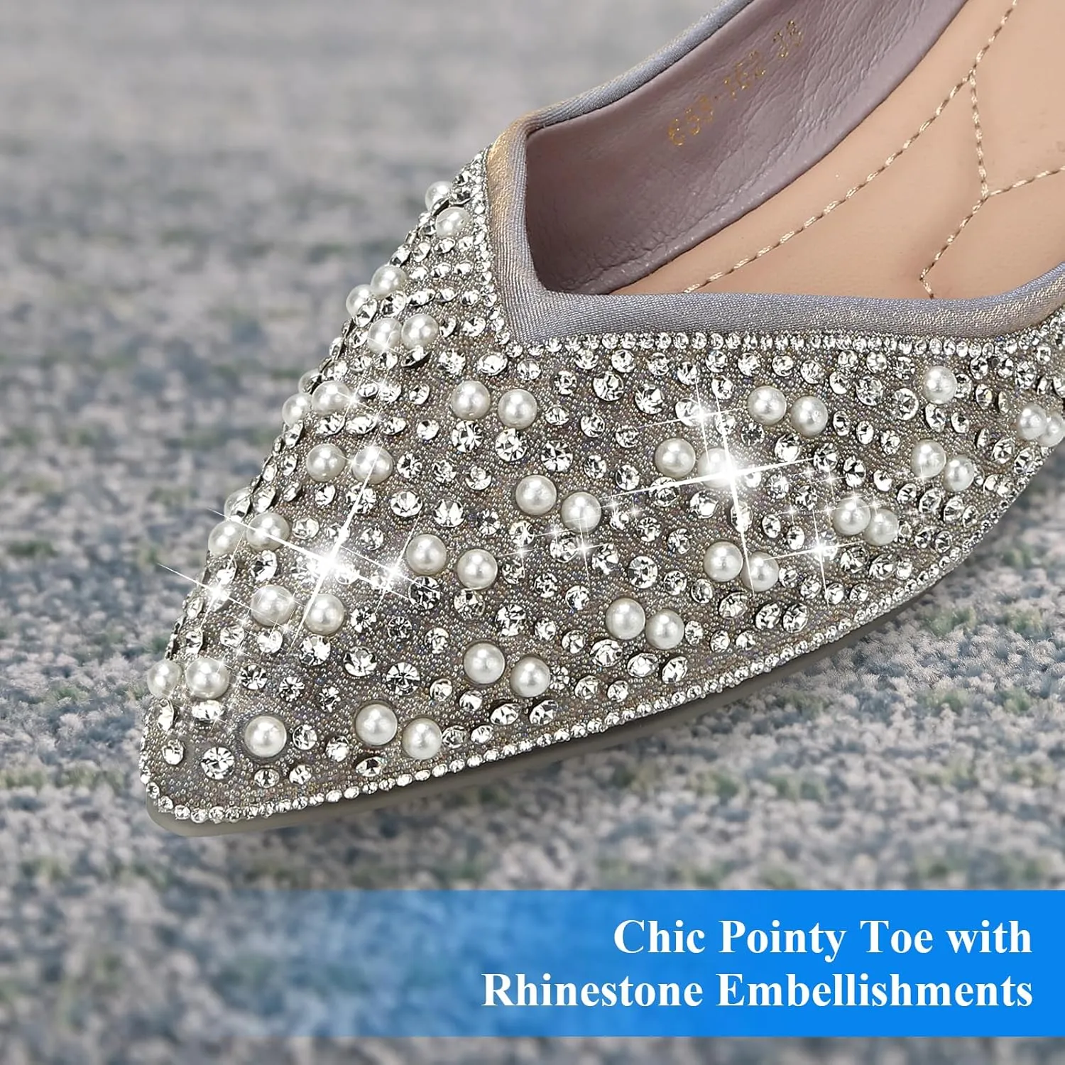 Dressy Flats Shoes for Women Comfortable Wedding Flats Rhinestone Fancy Ballet Flats Pointy Toe Flats