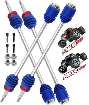 Drive Shaft CVD Upgrades Parts for 1/10 T-Maxx/E-Maxx/Revo,4PCS Front Rear #45 Steel Axles Driveshafts Hop-up,Replace #5451R,Navy Blue