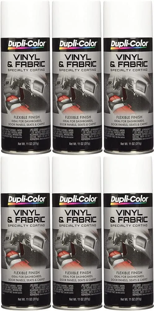 Duplicolor Gloss White Vinyl and Fabric Spray (11 oz) - 6 Pack, 11 Ounces