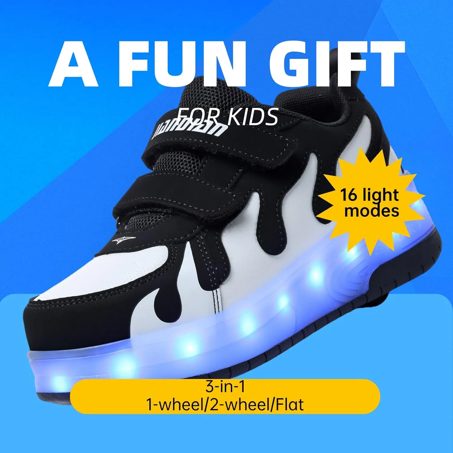 Ehauuo Unisex Roller Shoes Kids Sparkling Wheels Shoes Girls Light up Roller Skates Sneakers Boys Rechargeable Flashing Sneakers for Gift