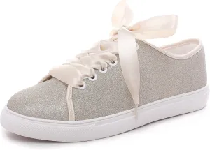 Elivandon 16052 Wedding Shoes Bling Bridal Sneakers Flats Bride Tennis Shoes Shiny Sequin Shoes Sparkly Sneakers
