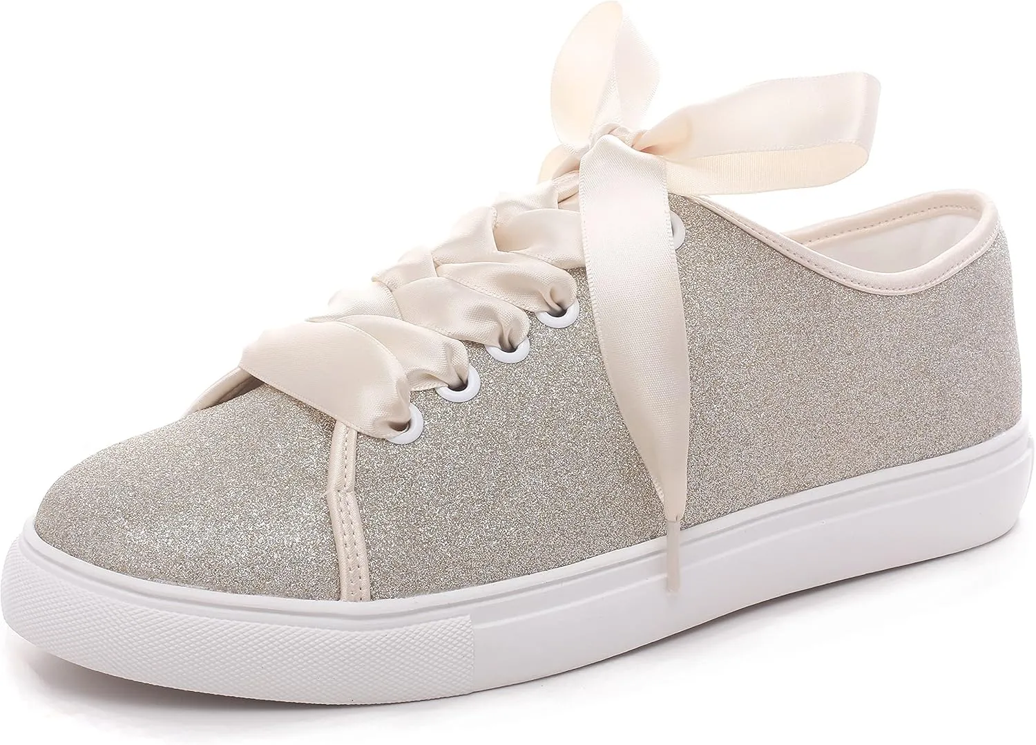 Elivandon 16052 Wedding Shoes Bling Bridal Sneakers Flats Bride Tennis Shoes Shiny Sequin Shoes Sparkly Sneakers