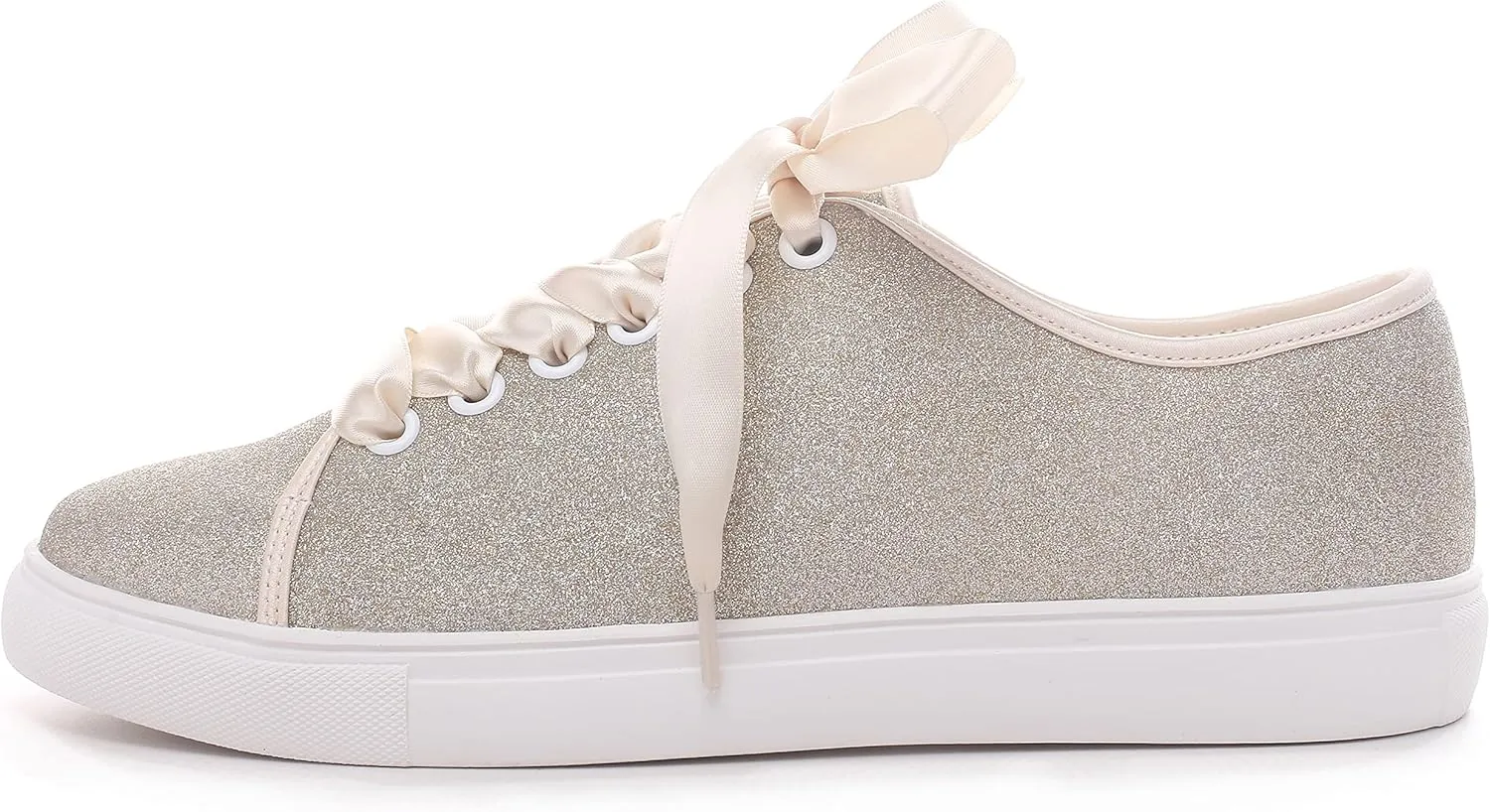Elivandon 16052 Wedding Shoes Bling Bridal Sneakers Flats Bride Tennis Shoes Shiny Sequin Shoes Sparkly Sneakers