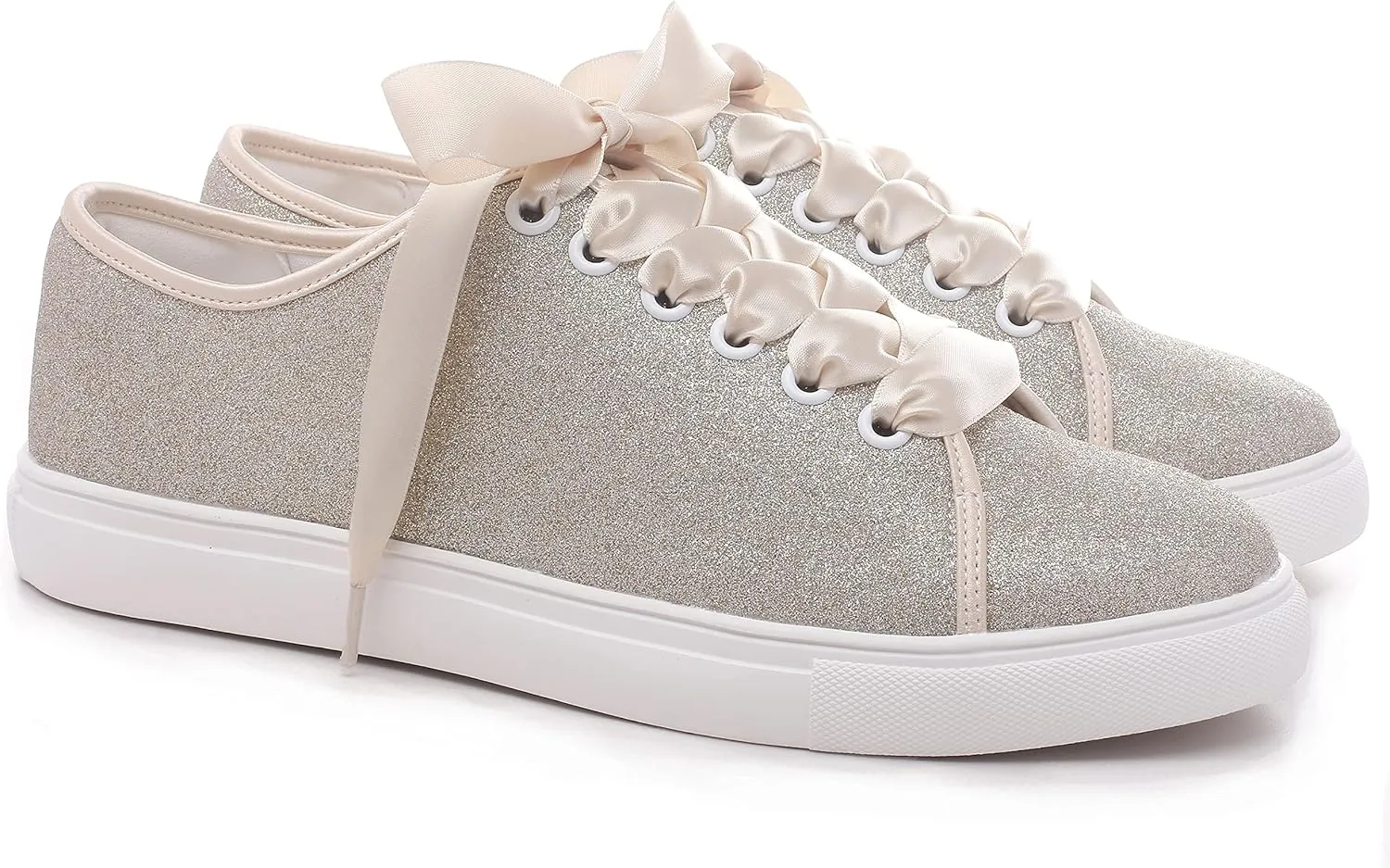 Elivandon 16052 Wedding Shoes Bling Bridal Sneakers Flats Bride Tennis Shoes Shiny Sequin Shoes Sparkly Sneakers