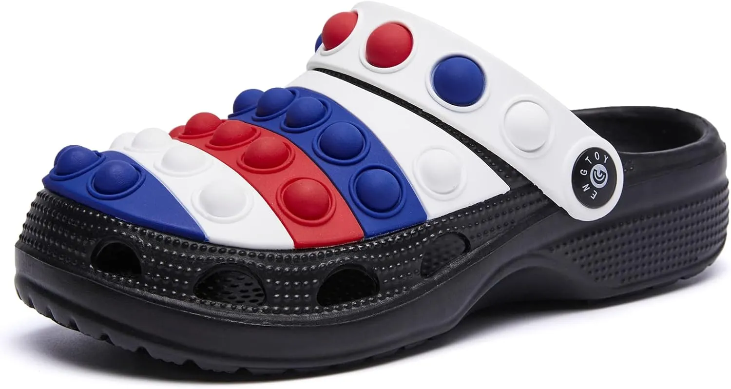 Engtoy Kids Clogs Boys Girls Garden Shoes Slip on Kids Slides Sandals Funny Lightweight Beach Slippers