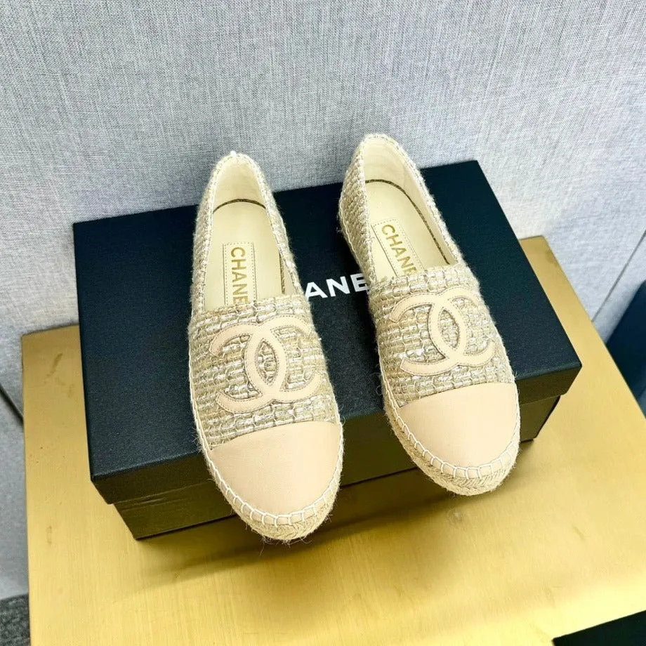 espadrilles beige raffia calfskin