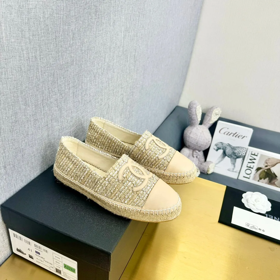espadrilles beige raffia calfskin