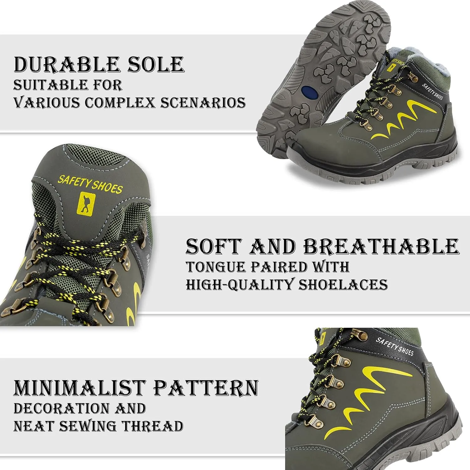 ESTAMICO Steel Toe Work Boots For Men Puncture Proof Industrial & Construction Boot Waterproof Safety Shoes